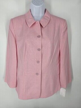 Judith Hart Collection Pink Blazer Jacket NWT Size 12 Faux Linen Pastel